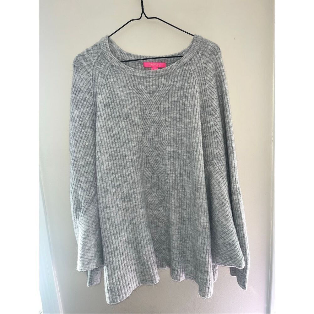 Lilly Pulitzer Arienza Dolman Heathered Lunar Gray Knit Sweater XL